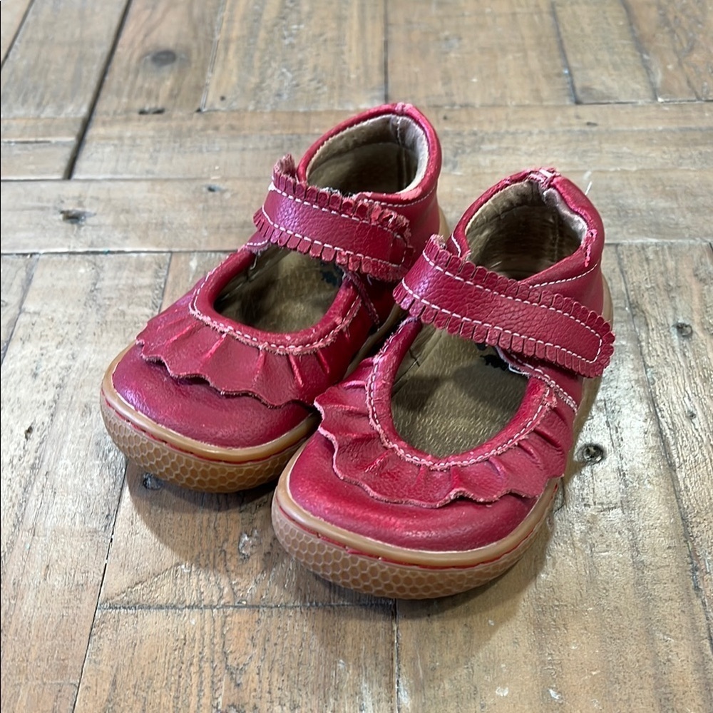 Livie & luca scarlet red ruched leather Mary Jane shoes
